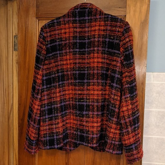 NWT Joe Browns sz 10 red tweed embroidered coat plaid tartan Star - Picture 5 of 8